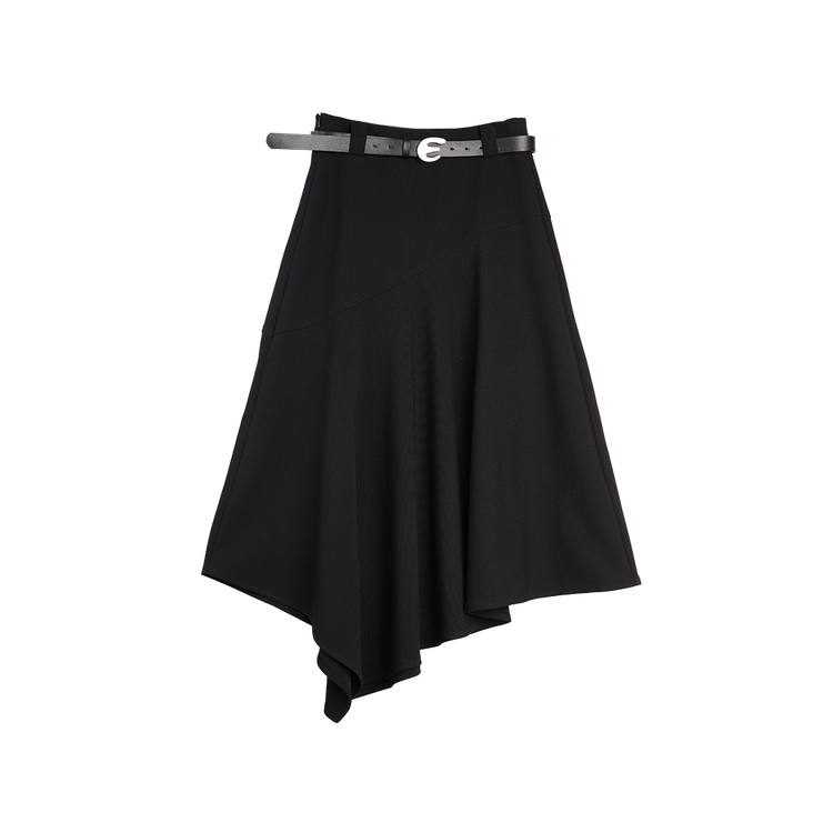 ELLE Casual Long Skirts Women's Black Moderate Mid Length A Line Skirt