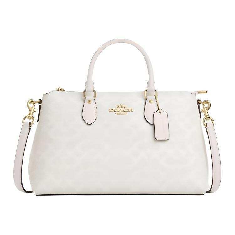 COACH Georgia Coated Canvas One Shoulder Handbag Large Women's Chalk White