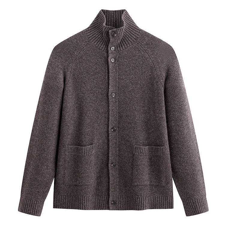 PEACEBIRD MEN Sweaters Men's Sparrow Gray Purple 1 Crew Neck Moderate Cardigan