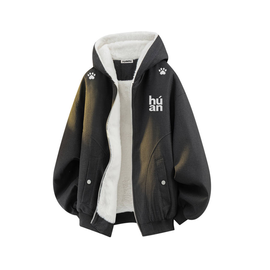 HUANQIU Jackets Unisex Hooded Fleece Lined Soft Shell