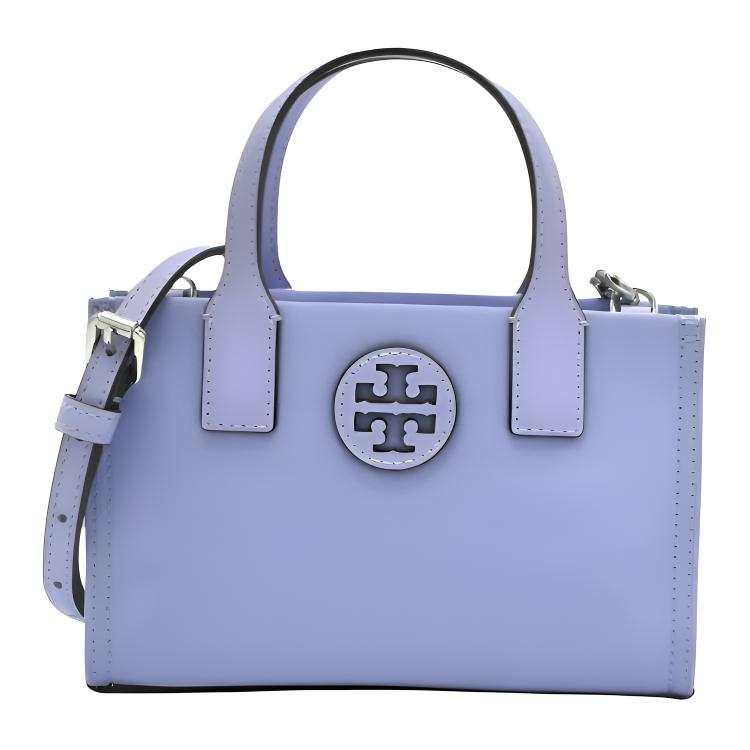 TORY BURCH Ella Satin Nylon Tote Bag, Shoulder Bag, Crossbody Bag, Handbag Mini Unisex Purple