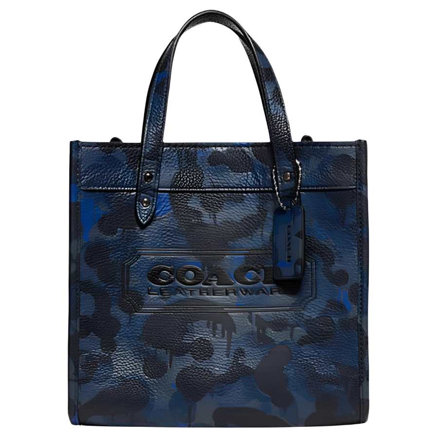 COACH Field Cow Leather Crossbody Handbag Small Women's Dark Blue & Black