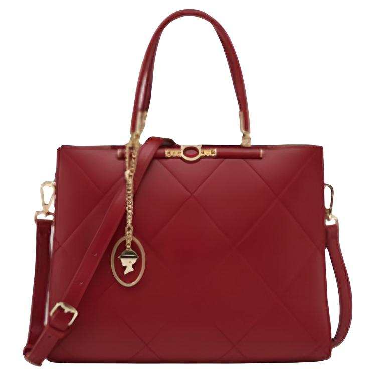YEARCON Synthetic Leather One Shoulder Handbag Large Women's Burgundy