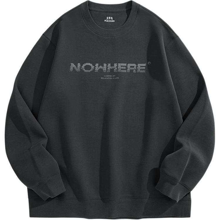 PEACEBIRD MEN Sweatshirts Men's Black 1 Crew Neck Moderate