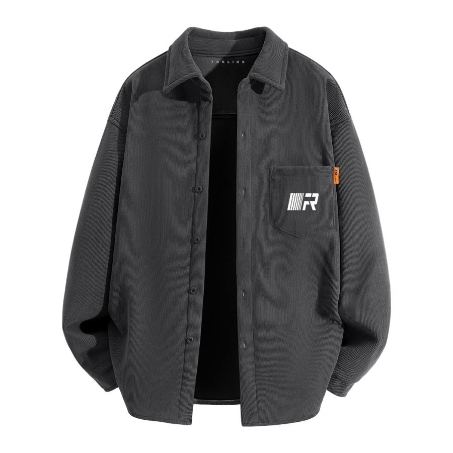 Tonlion Shirts Unisex Lapel Thickened And Fleece Lined Shirt