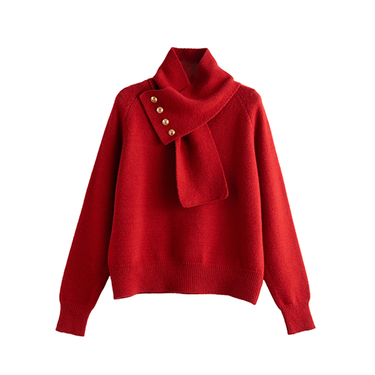 Tonlion Knitwear Women's Dark Red V Neck Moderate