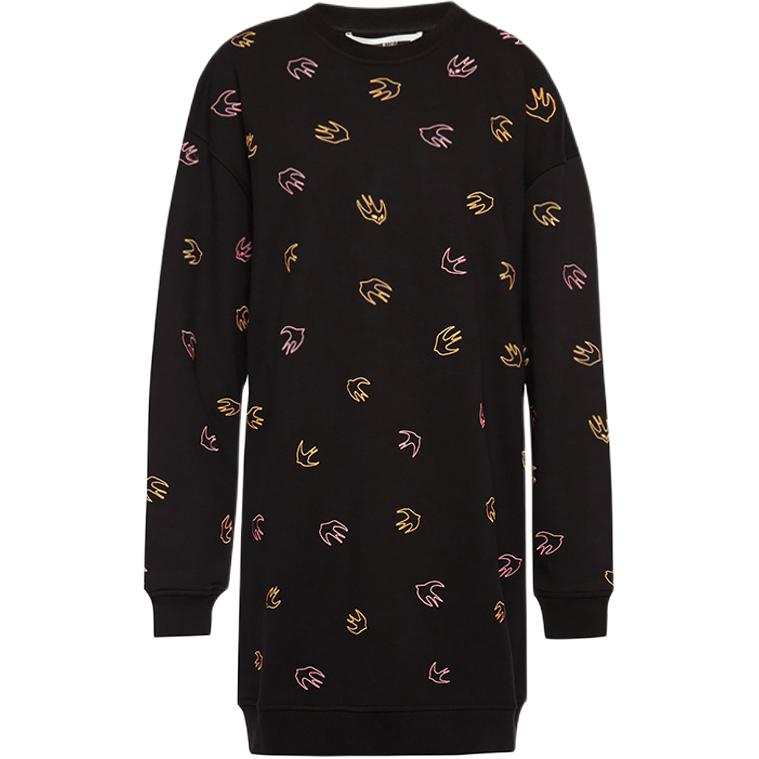 McQ Alexander McQueen Long Sleeved Dresses Women's Black Crew Neck Moderate Mid Length