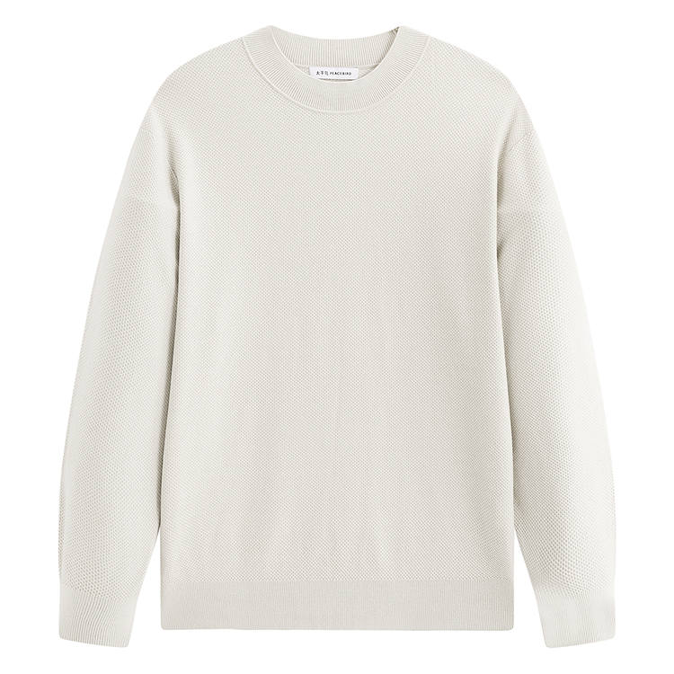 PEACEBIRD MEN Sweaters Men's Beige Gray 1 Crew Neck Moderate