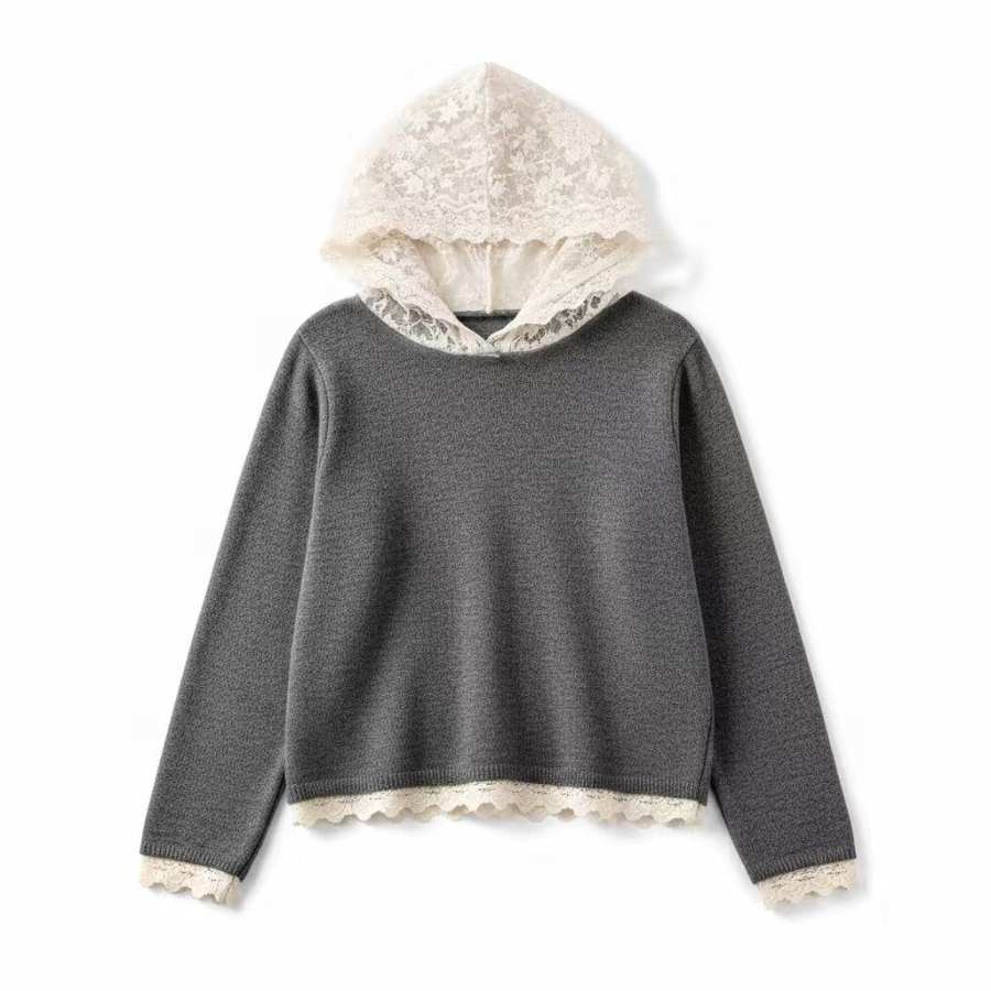Tonlion Knitwear Women's Medium Heather Gray Hooded Moderate