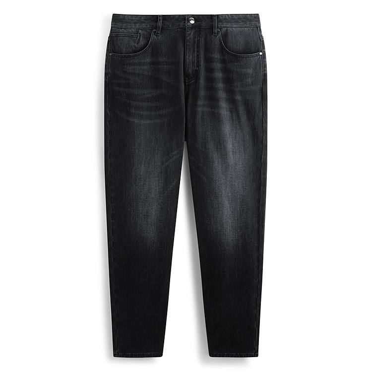 PEACEBIRD MEN Jeans Men's Denim Black 1 Moderate Tapered Pants