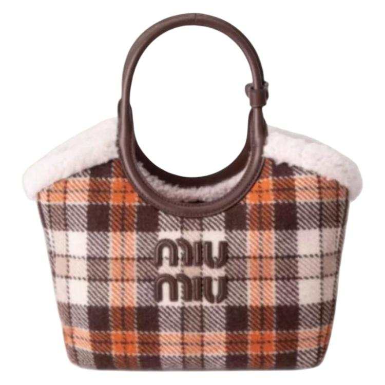 MIU MIU Ivy With Zip Pocket Handbag Small Women's Ocher Brown & Melon