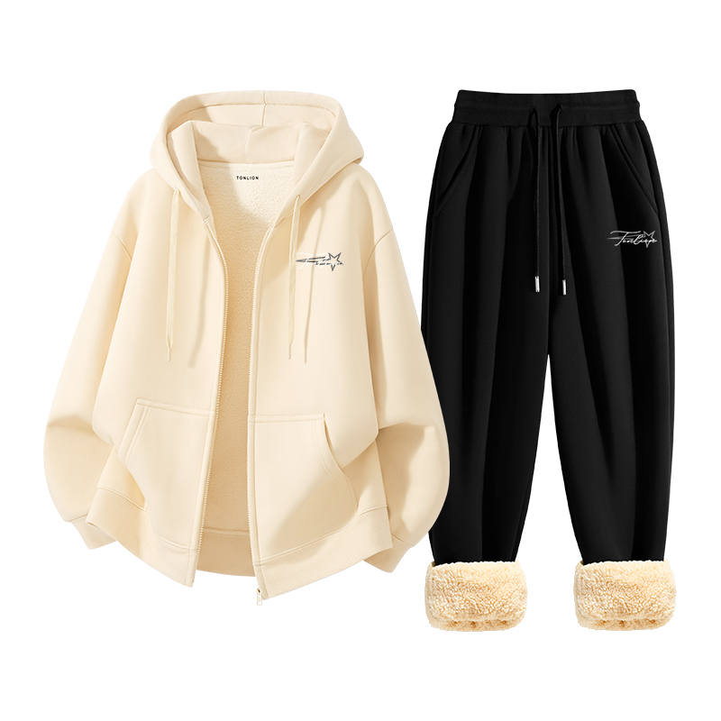 Tonlion Tonlion Sweatshirt Sets Unisex Hooded Thickened