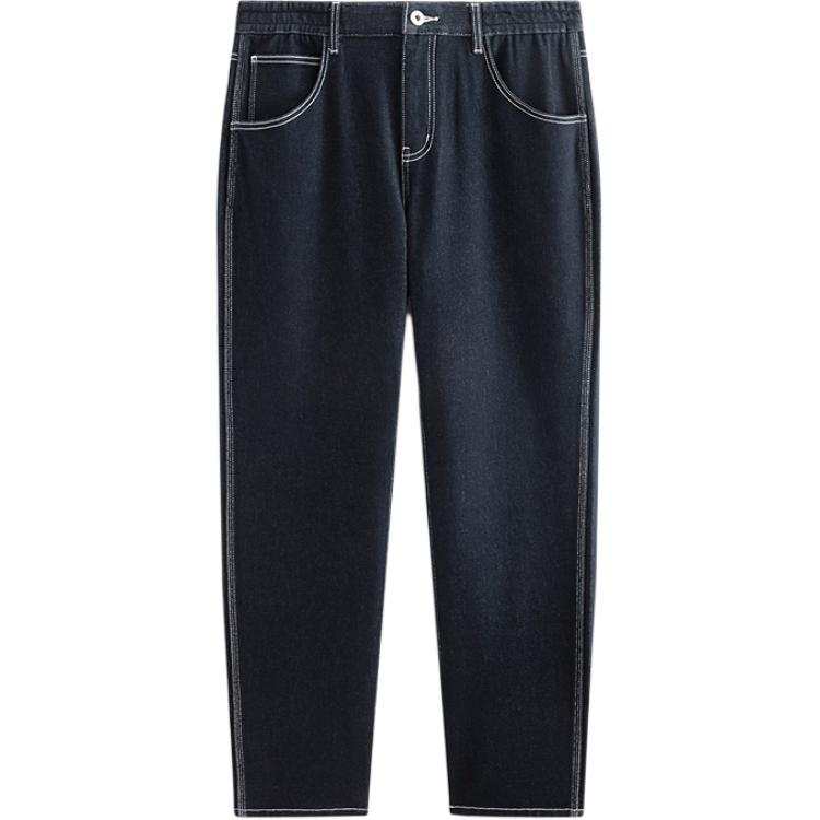 PEACEBIRD MEN Jeans Men's Denim Dark Blue 1 Straight Fit Pants