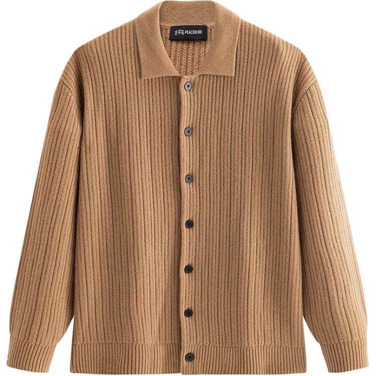 PEACEBIRD MEN Sweaters Men's Itachi Brown 1 Lapel Thickened Cardigan