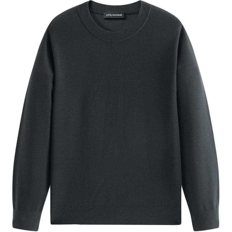 PEACEBIRD MEN Sweaters Men's Black Pearl Color 1 Crew Neck Moderate