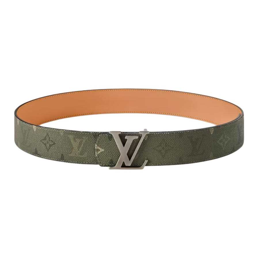 LOUIS VUITTON LOUIS VUITTON Monogram Surplus Coated Canvas, Elegant/Subtle Leather Belts Men's Green Width 4cm