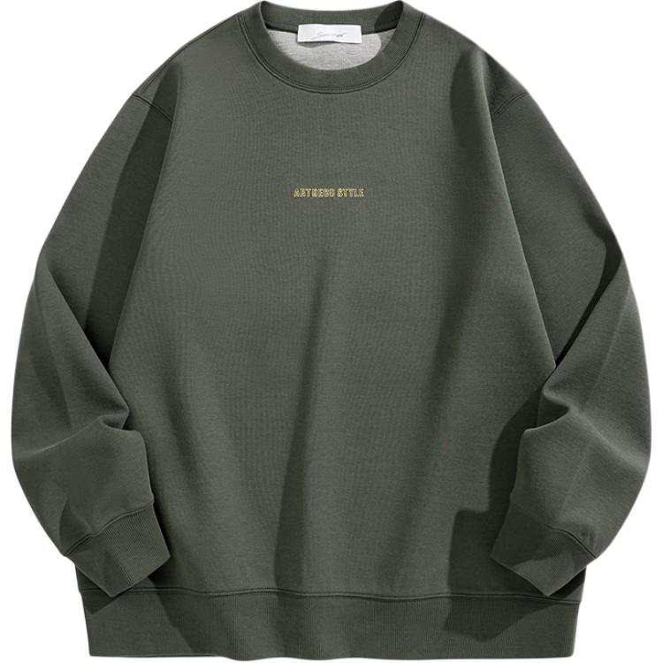 PEACEBIRD MEN Sweatshirts Men's Winter Moss Green 1 Crew Neck Moderate