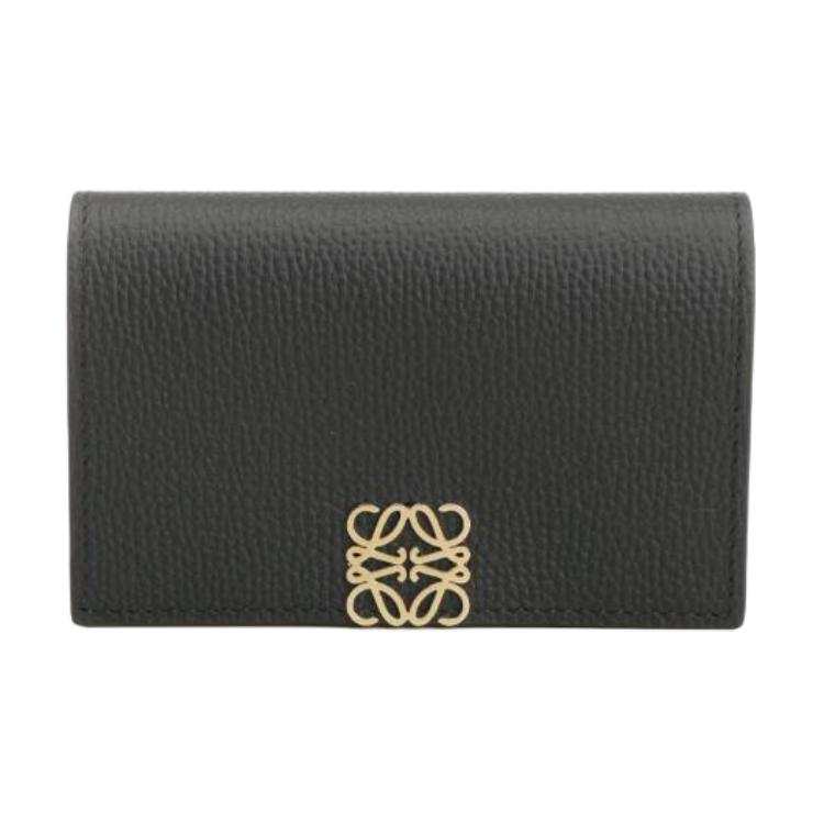 LOEWE Anagram Cow Leather Business Card Holder Small Unisex Black