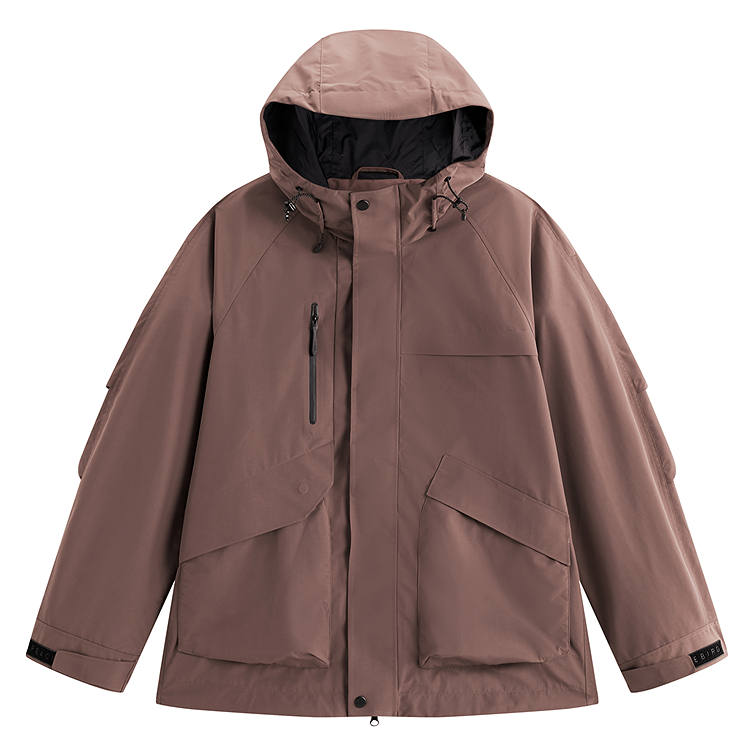 PEACEBIRD MEN Jackets Men's Dark Chocolates 1 Hooded Moderate Workwear