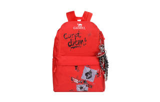 CAMEL Fabric Cute Pet Design Graffiti Backpack Unisex Red