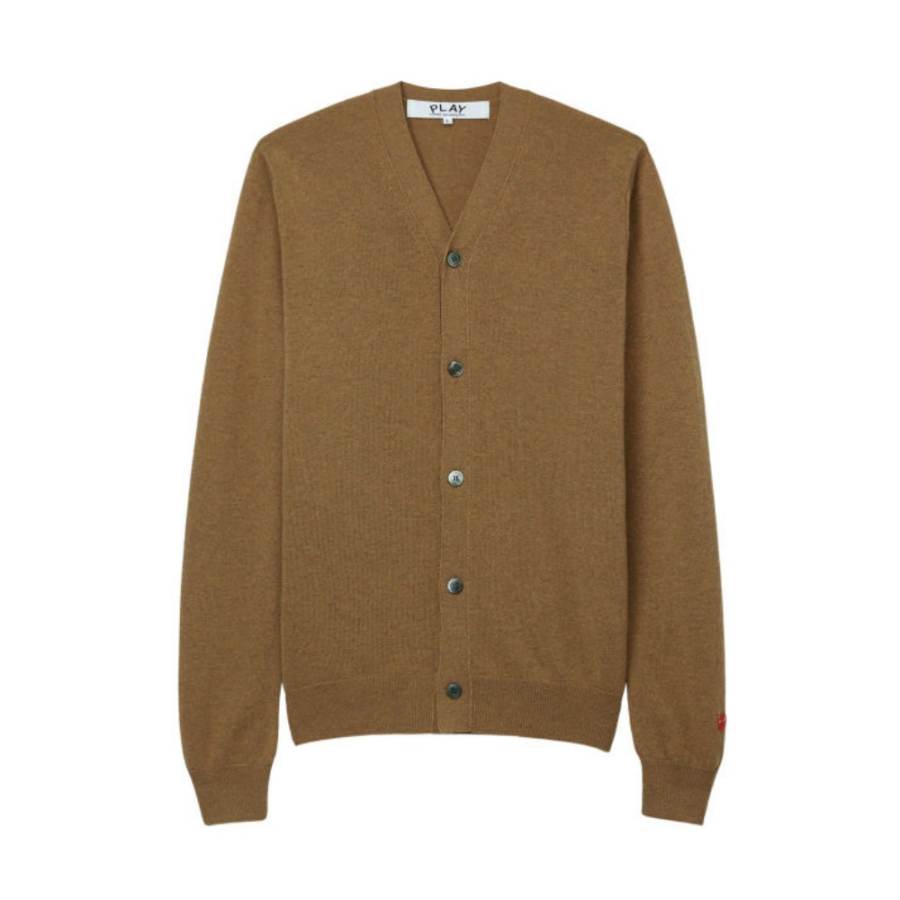 CDG Play Knitwear Unisex Coffee V Neck Moderate