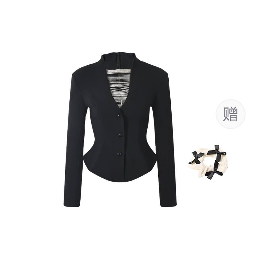 CPAURA Business Suits Women's Image Color+Hair Tie Included V Neck Moderate Other