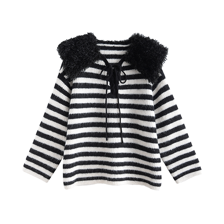 Tonlion Knitwear Women's Black Tone Lapel Moderate