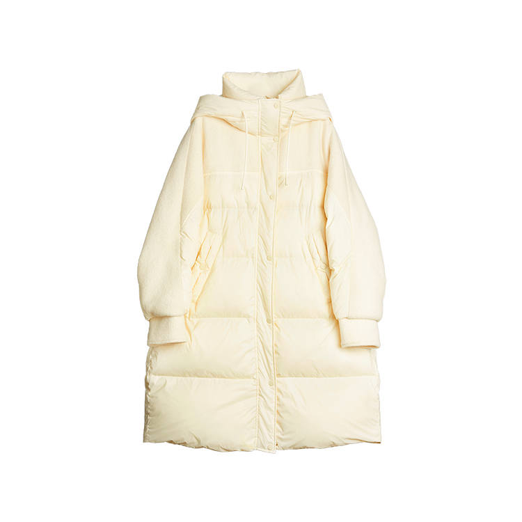 ELLE ELLE Down Jackets Women's Ecru Hooded Thickened
