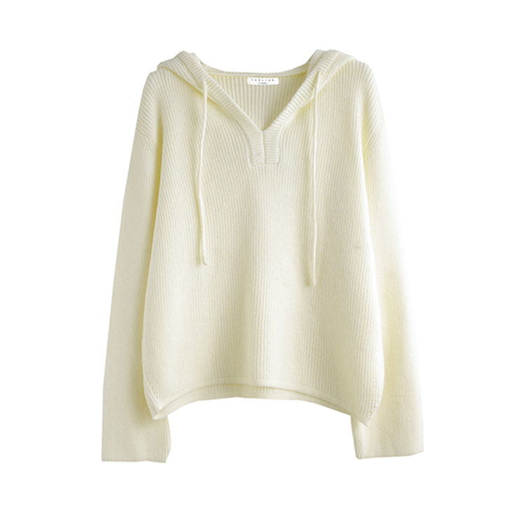 Tonlion Knitwear Women's Ecru Hooded Moderate