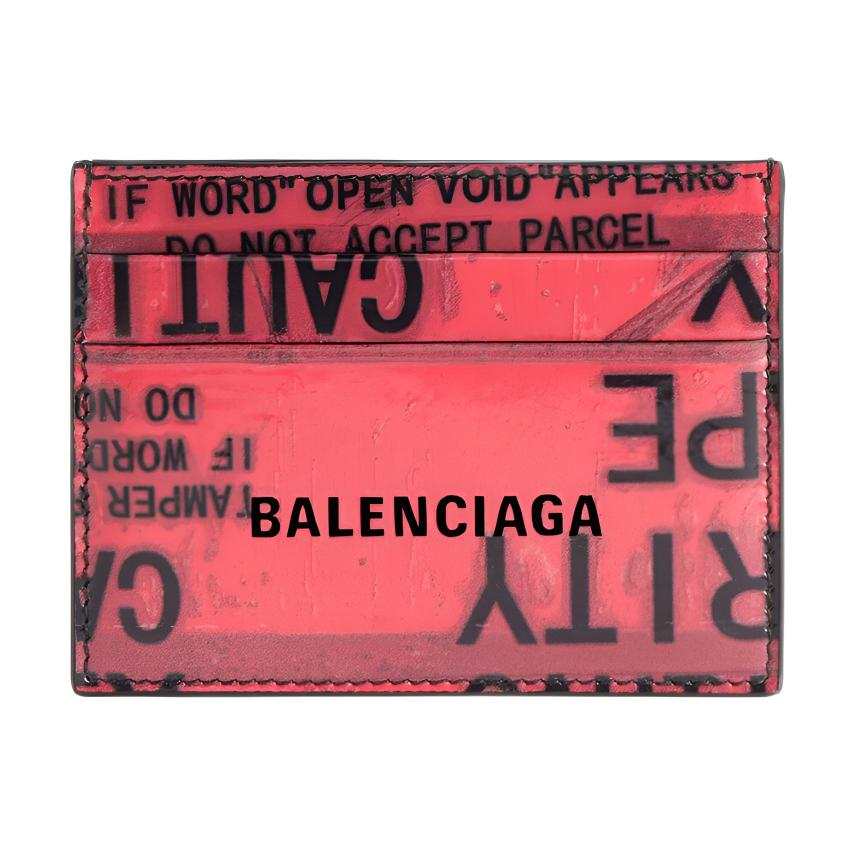 Balenciaga TAPE TYPE Cow Leather Card Holder Regular Men's Black & Red