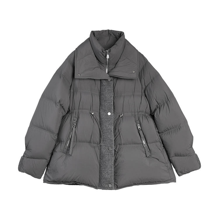 ELLE ELLE Down Jackets Women's Medium Gray Stand Collar Moderate Puffer Jacket