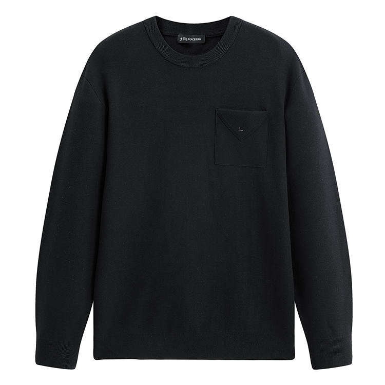 PEACEBIRD MEN Sweaters Men's Black 1 Crew Neck Moderate