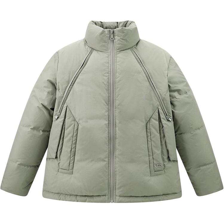 PEACEBIRD MEN Jackets Men's Light Ice Green 1 Stand Collar Thickened Other