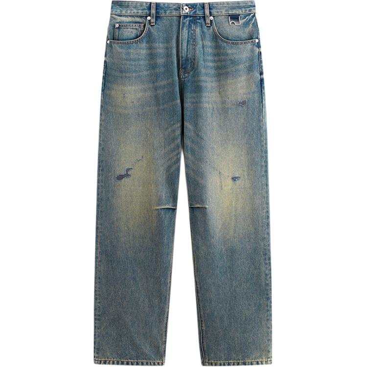 PEACEBIRD MEN Jeans Men's Denim Medium Blue 1 Straight Fit Pants