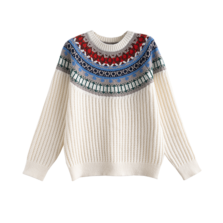 Tonlion Knitwear Women's White Tone Crew Neck Moderate