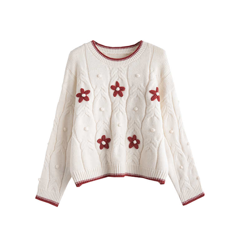 Tonlion Knitwear Women's White Tone Crew Neck Moderate