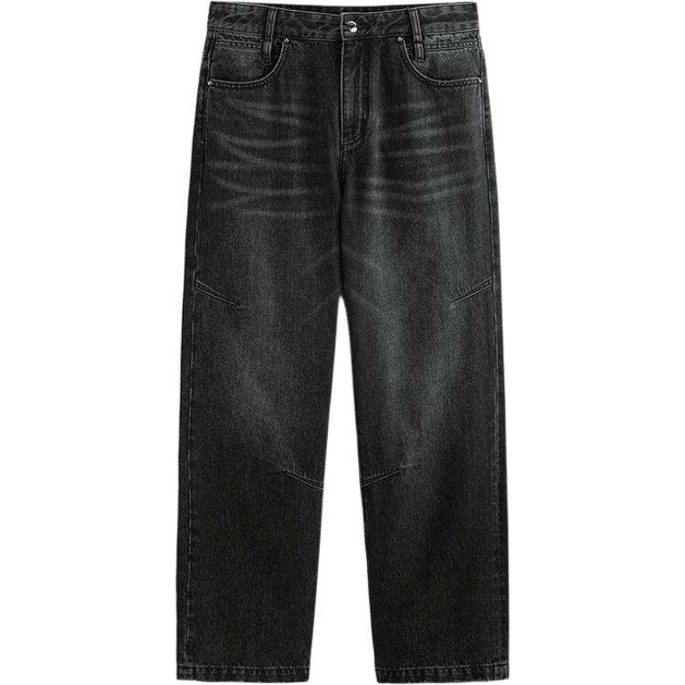 PEACEBIRD MEN Jeans Men's Denim Black 1 Moderate Straight Fit Pants