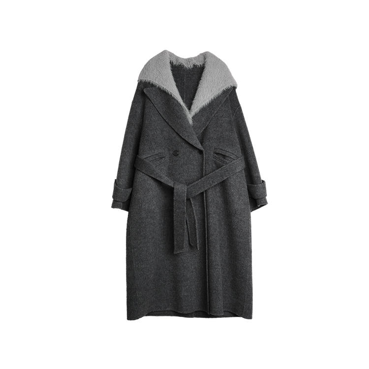 ELLE Coats Women's Medium Gray Lapel Moderate Straight Fit