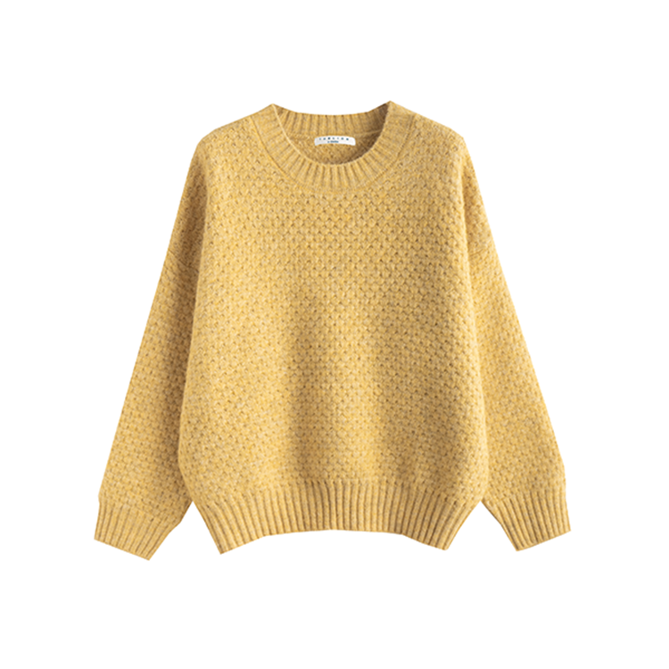 Tonlion Knitwear Women's Soft Yellow Crew Neck Moderate