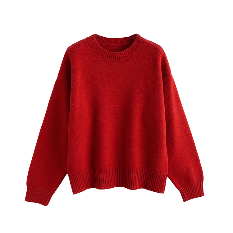 Tonlion Knitwear Women's Red Crew Neck Moderate