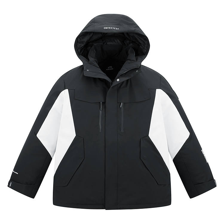 PEACEBIRD MEN Jackets Men's Black 1 Hooded Thickened Other