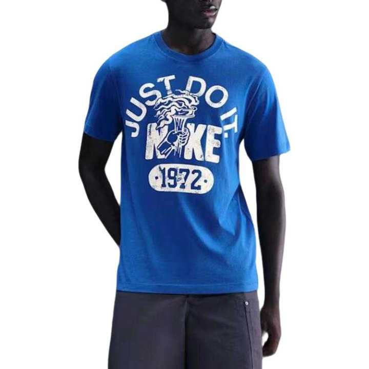 Nike Nike Sportswear T Shirts Men's Blue Crew Neck Moderate Straight Fit
