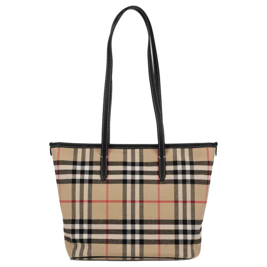 Burberry Cotton And Leather Handbag Women's Khaki