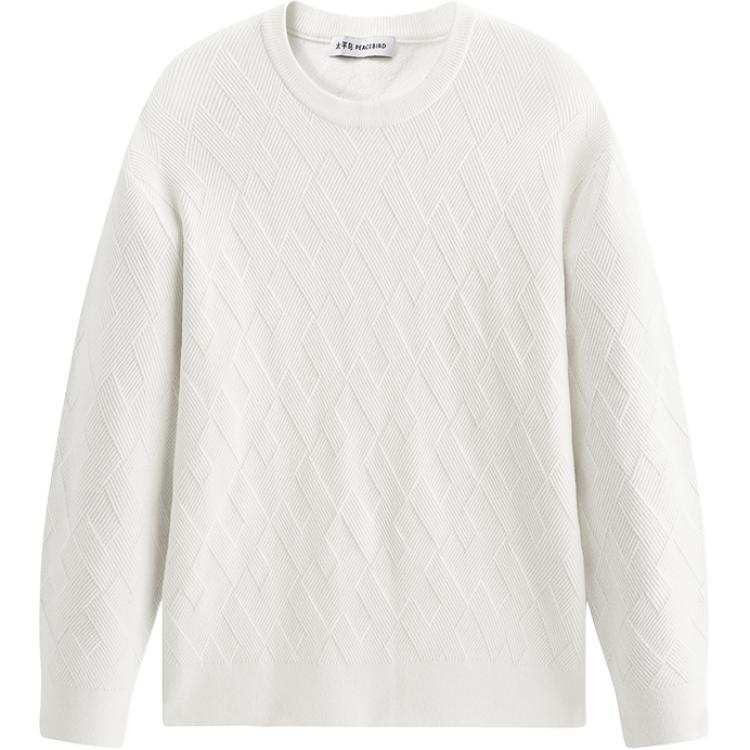 PEACEBIRD MEN Sweaters Men's Ecru 1 Crew Neck Moderate