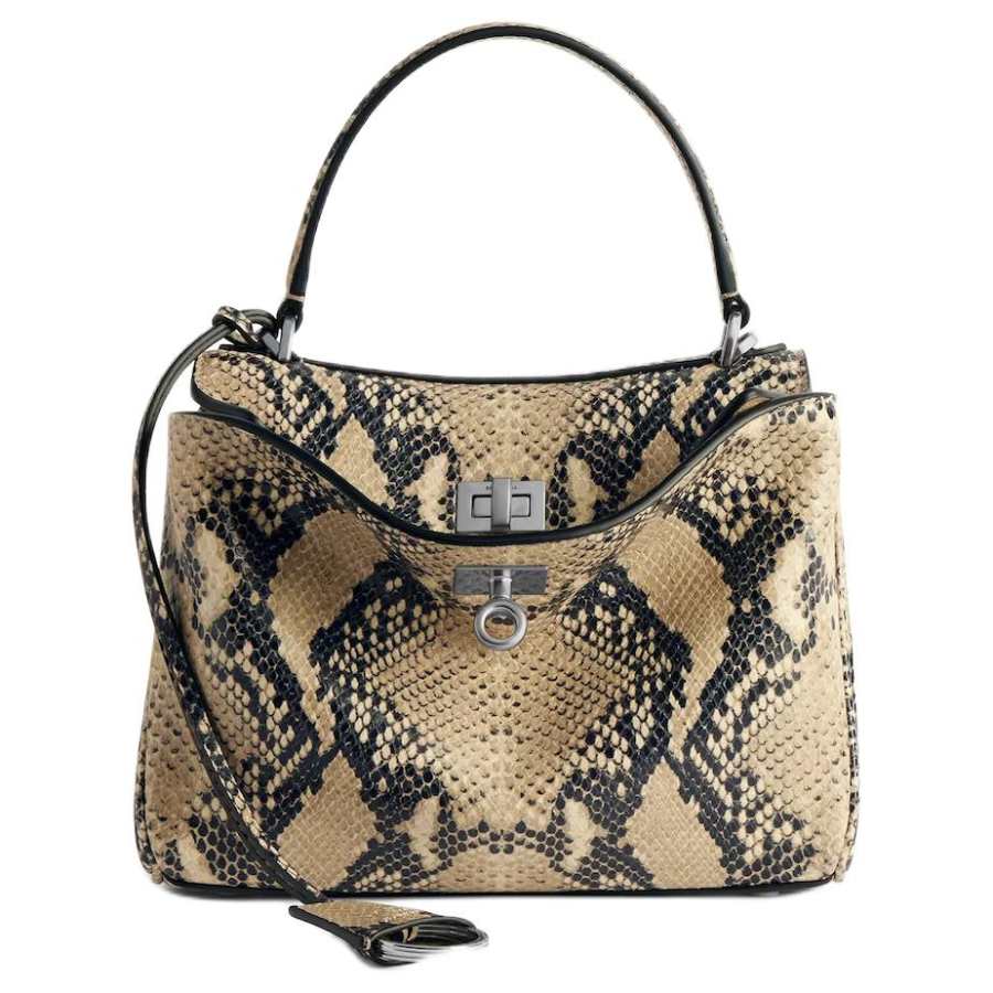 Balenciaga Rodeo Calfskin One Shoulder Handbag Mini Women's Natural & Black