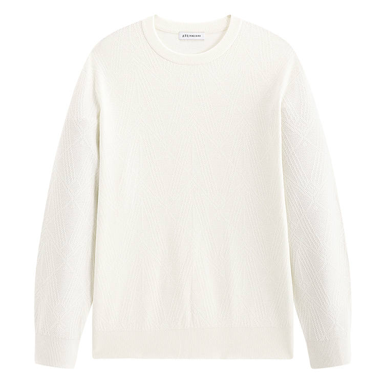 PEACEBIRD MEN Sweaters Men's Ecru 1 Crew Neck Thickened