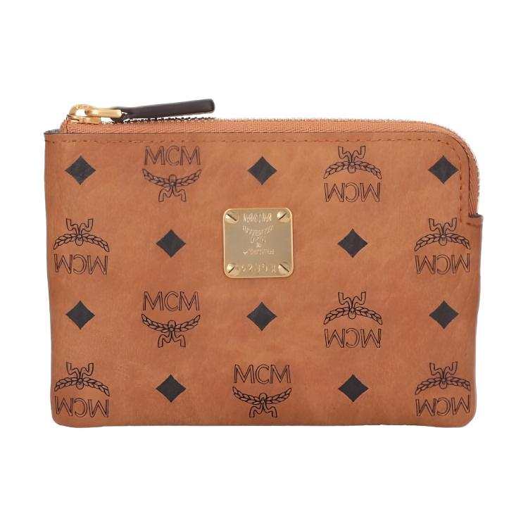 MCM Aren Artificial Leather Wallet, Card Holder Mini Women's Brown