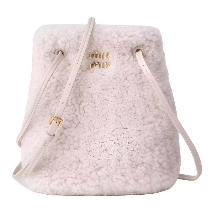 MIU MIU Wool With Sheepskin Shoulder Bag Mini Women's Ivory