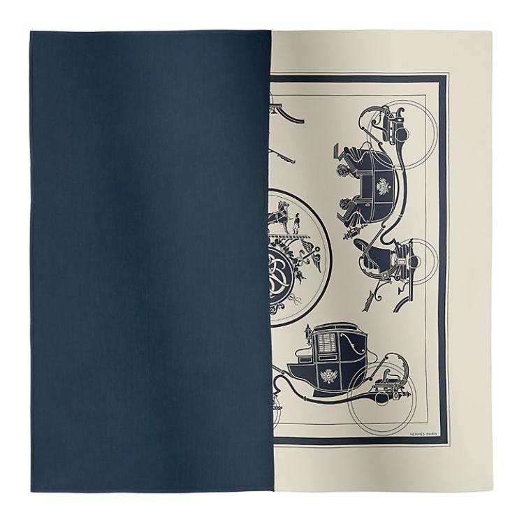 HERMES HERMES Scarves Men's Natural/Marine Blue