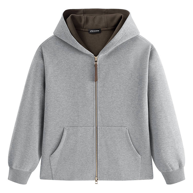 PEACEBIRD MEN Sweatshirts Men's Alloy Gray 1 Hooded Moderate